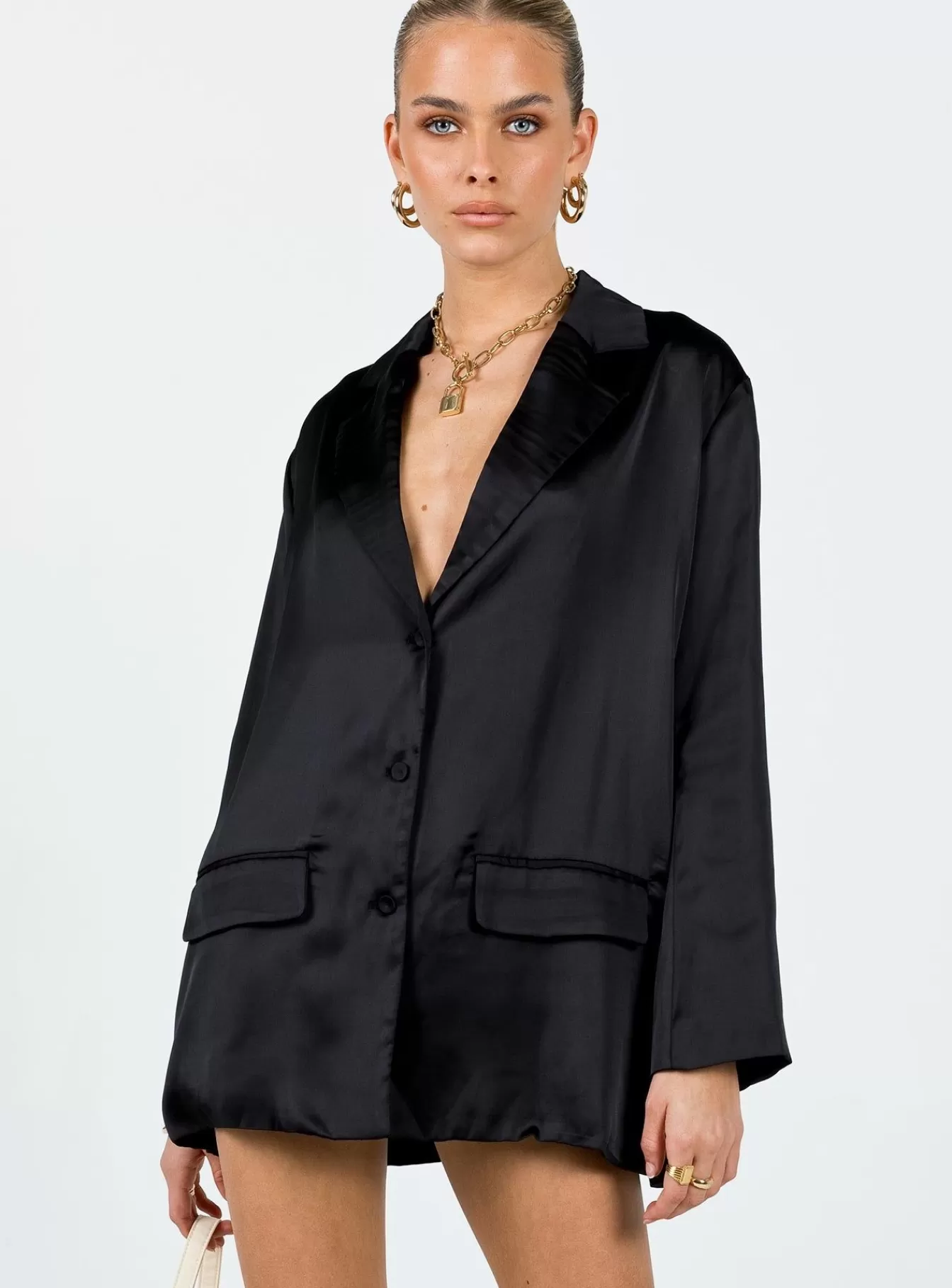 Princess Polly Blazers | Toddy Satin Blazer Black