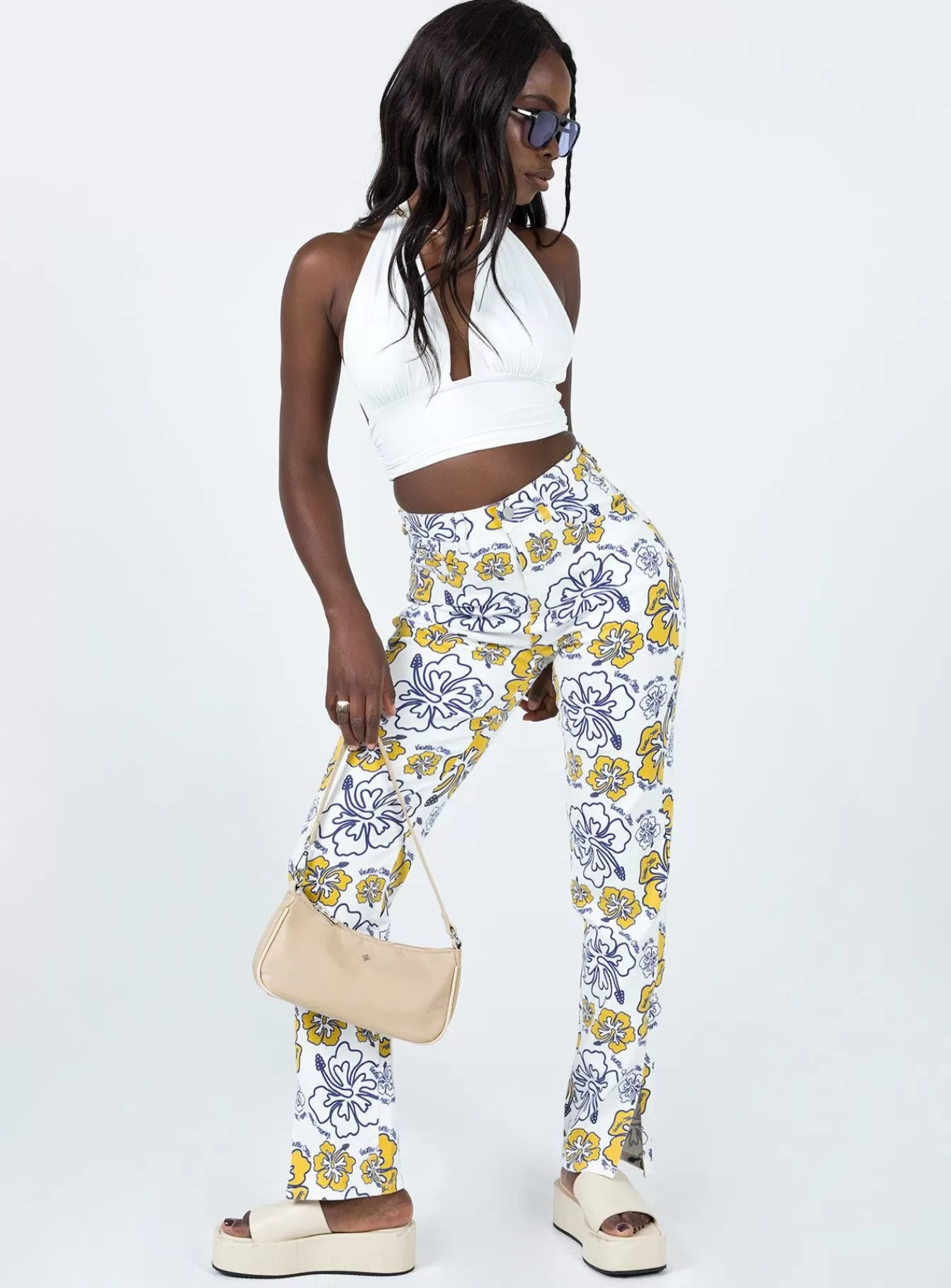 Princess Polly Jeans | Tropical Dreams Straight Leg Denim Jeans Off White
