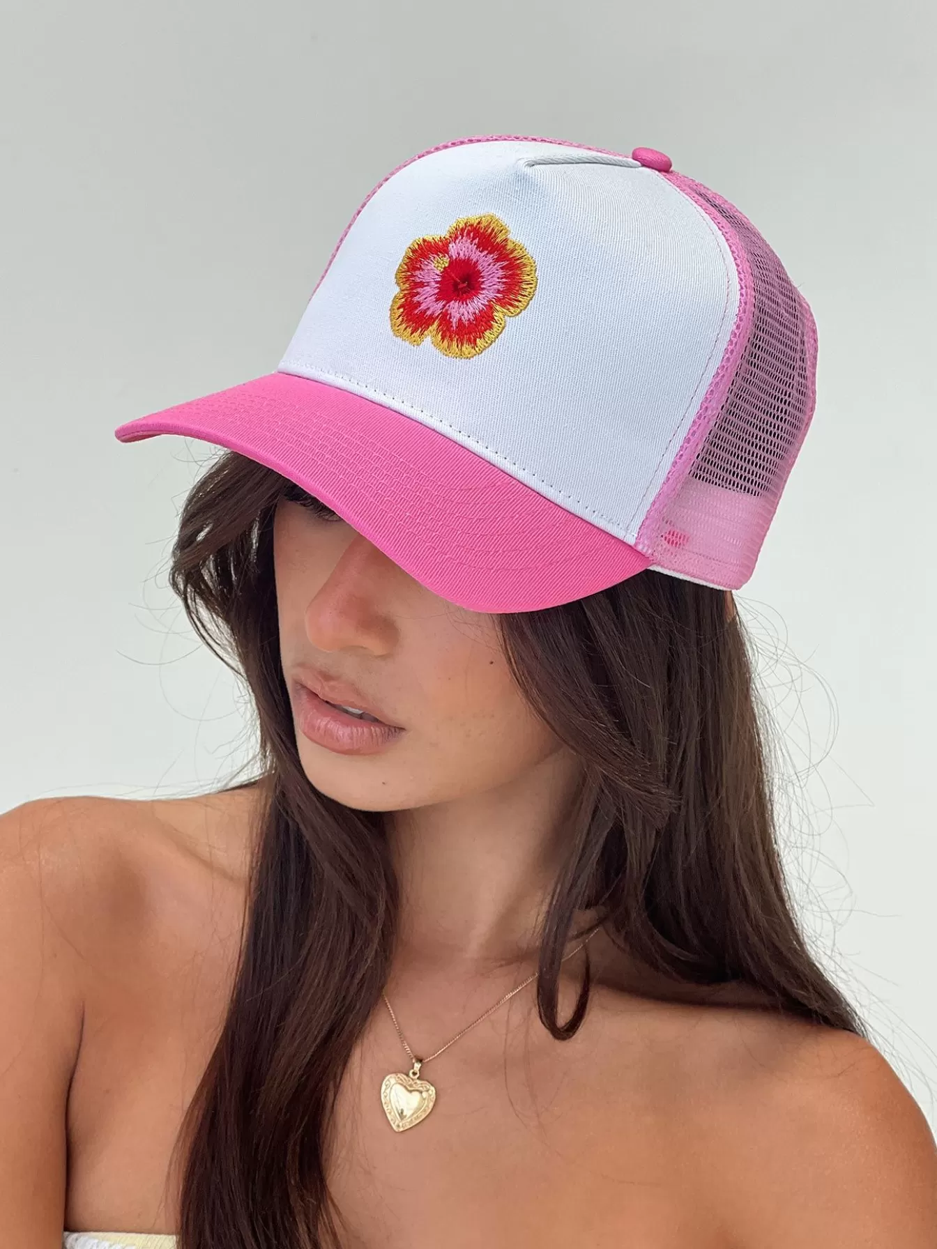 Princess Polly Hats | Tropics Trucker Hat Pink / White