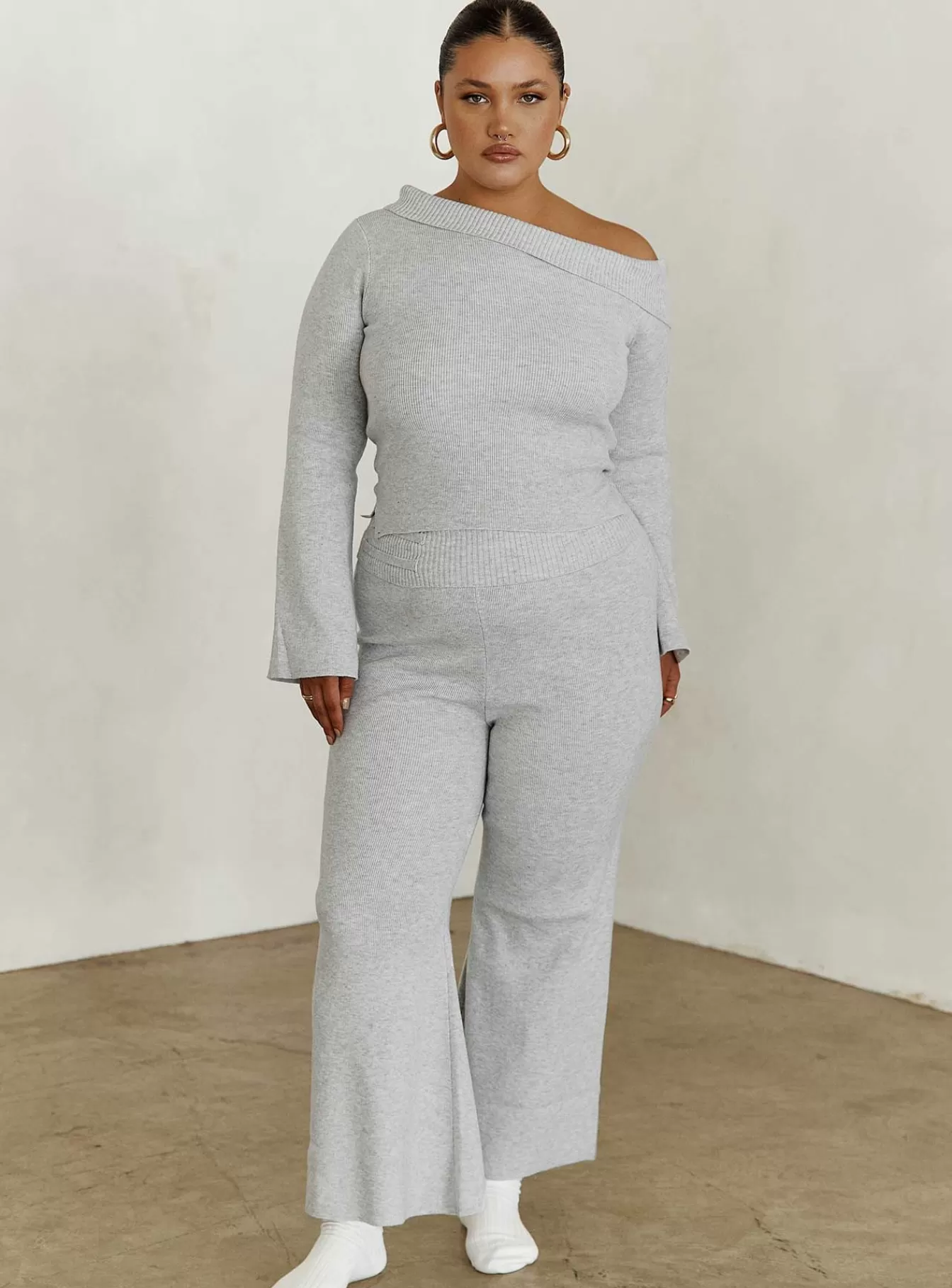 Princess Polly Pants | Try Me Knit Pants Curve Grey