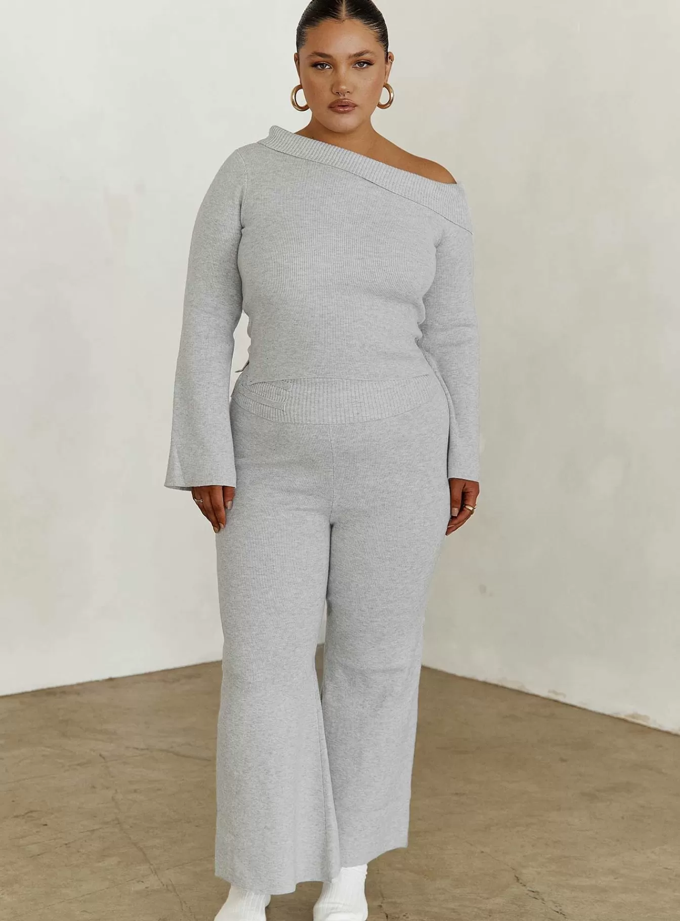 Princess Polly Pants | Try Me Knit Pants Curve Grey