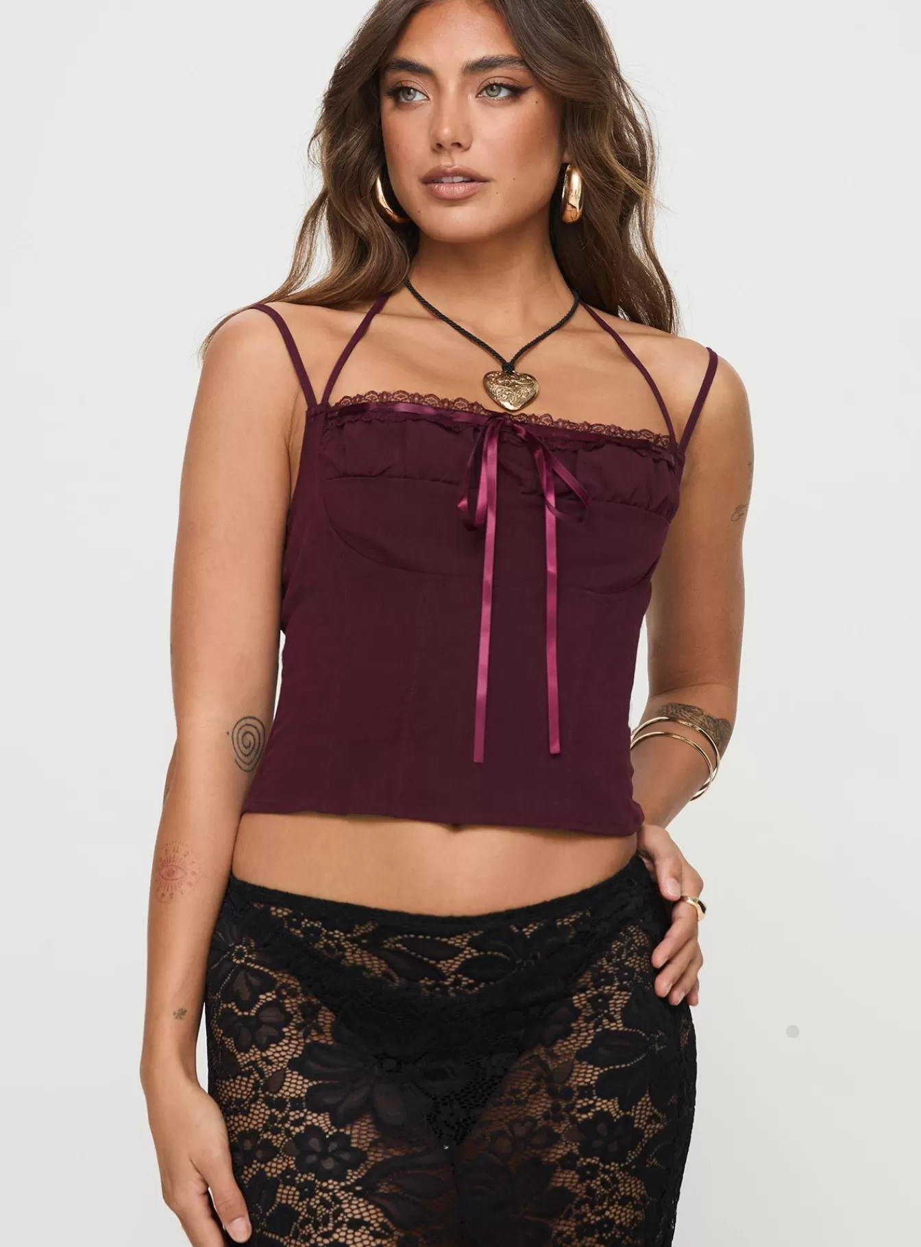 Princess Polly Corsets & Bustiers | Trynia Top Burgundy