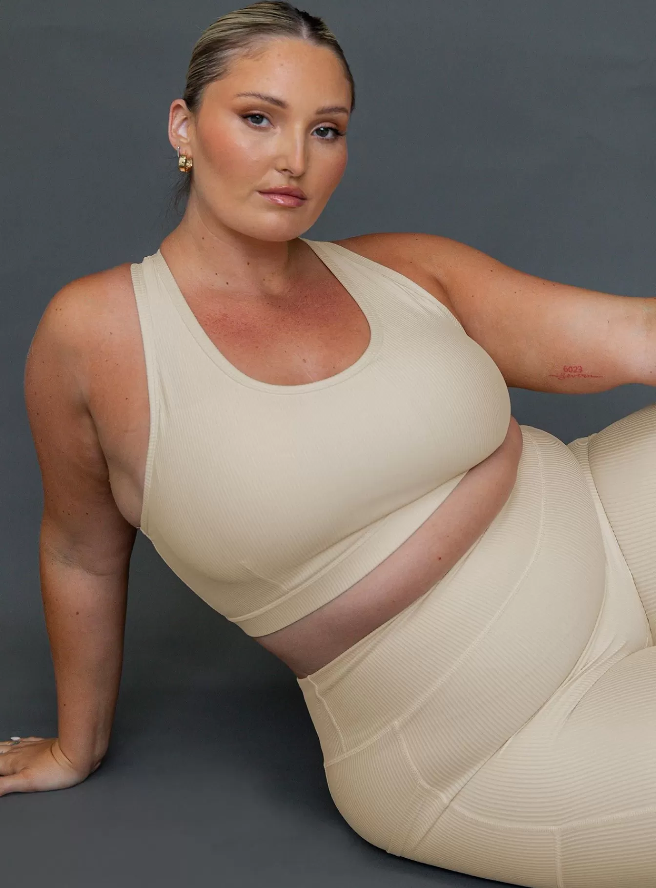 Princess Polly Casual Tops | Turbo Activewear Rib Top Curve Latte