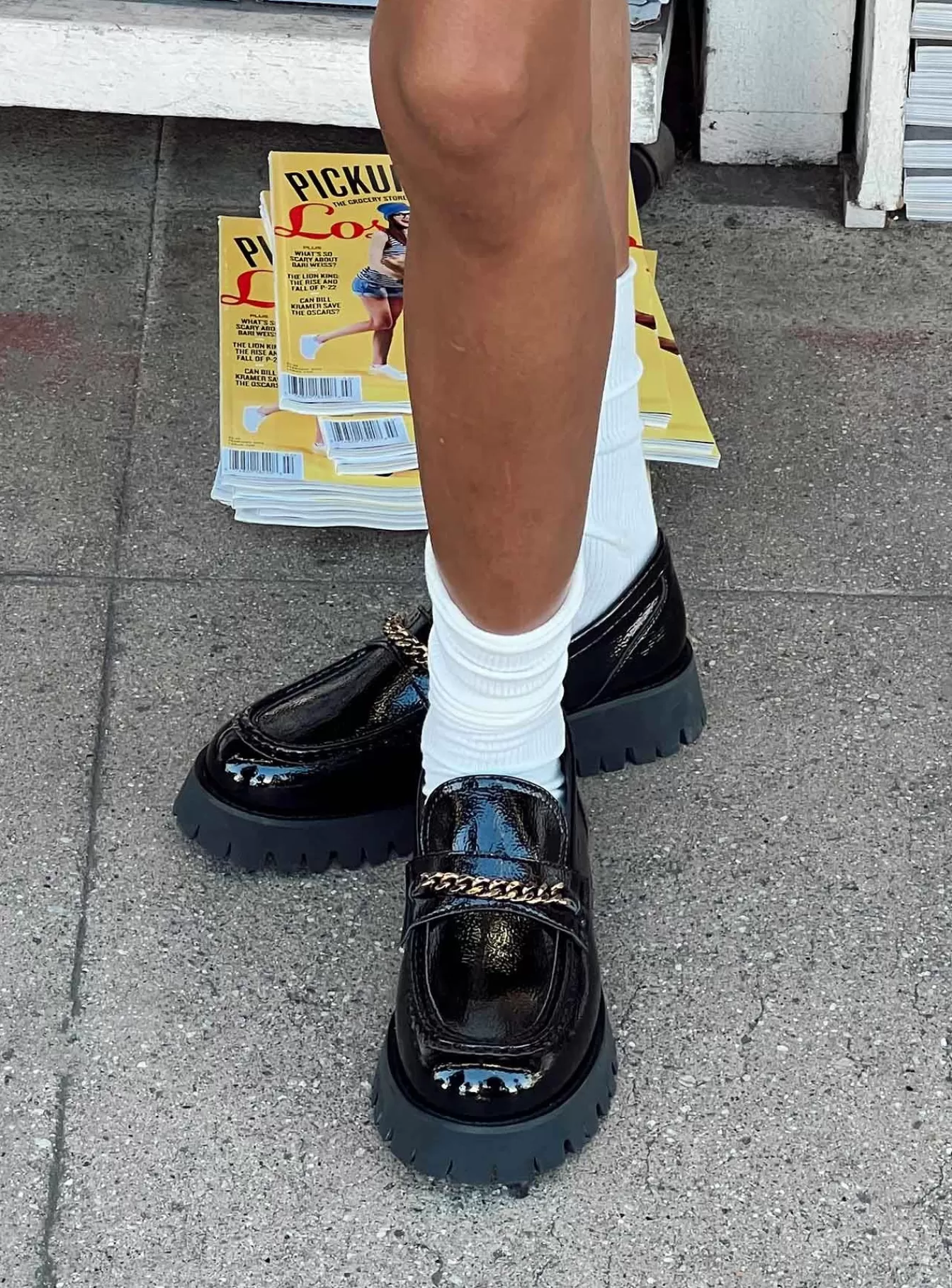 Princess Polly Loafers | Unchained Patent Loafers Black
