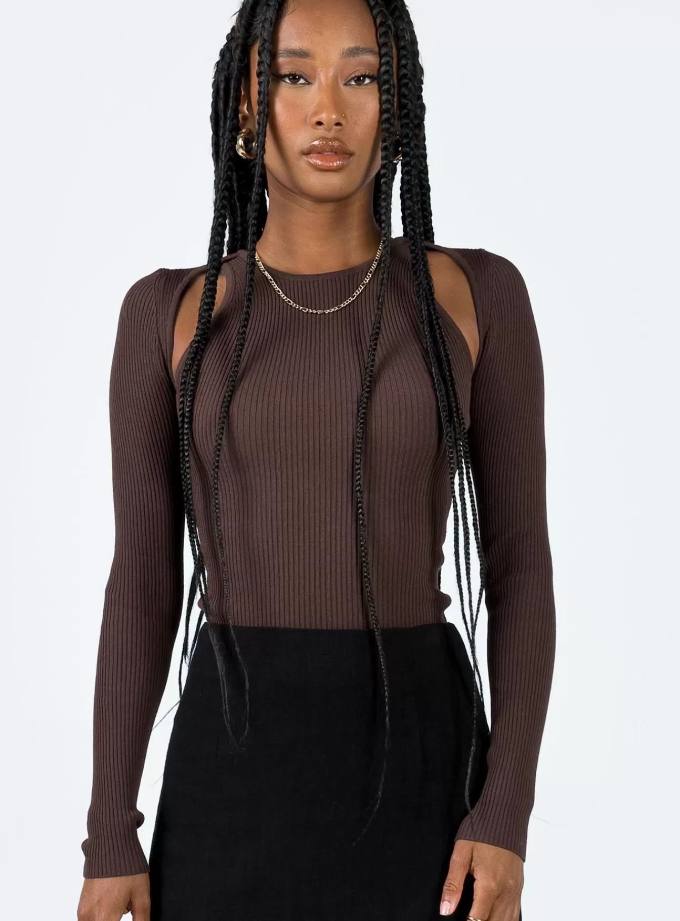 Princess Polly Long Sleeve Tops | Venetia Long Sleeve Top Brown