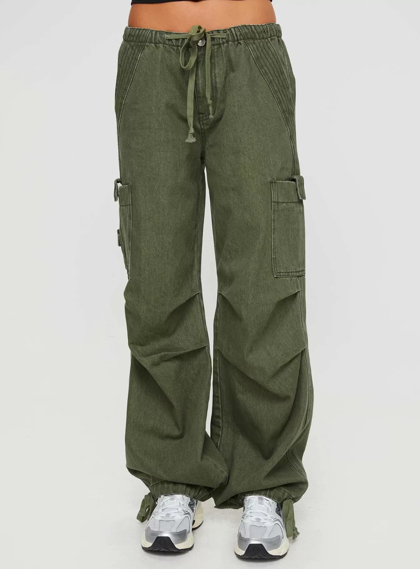 Princess Polly Jeans | Verlaine Low Rise Cargo Jeans Olive