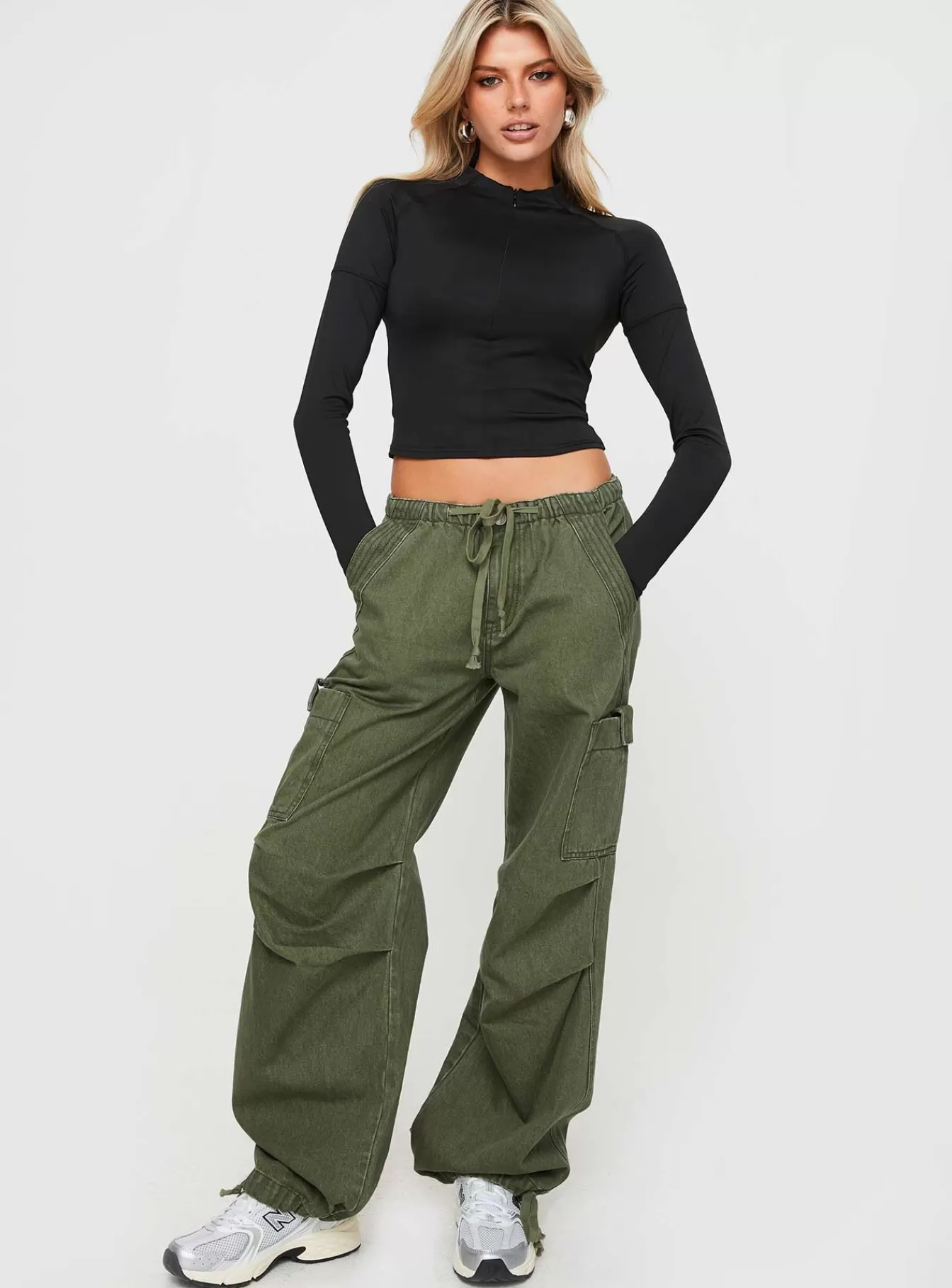 Princess Polly Jeans | Verlaine Low Rise Cargo Jeans Olive