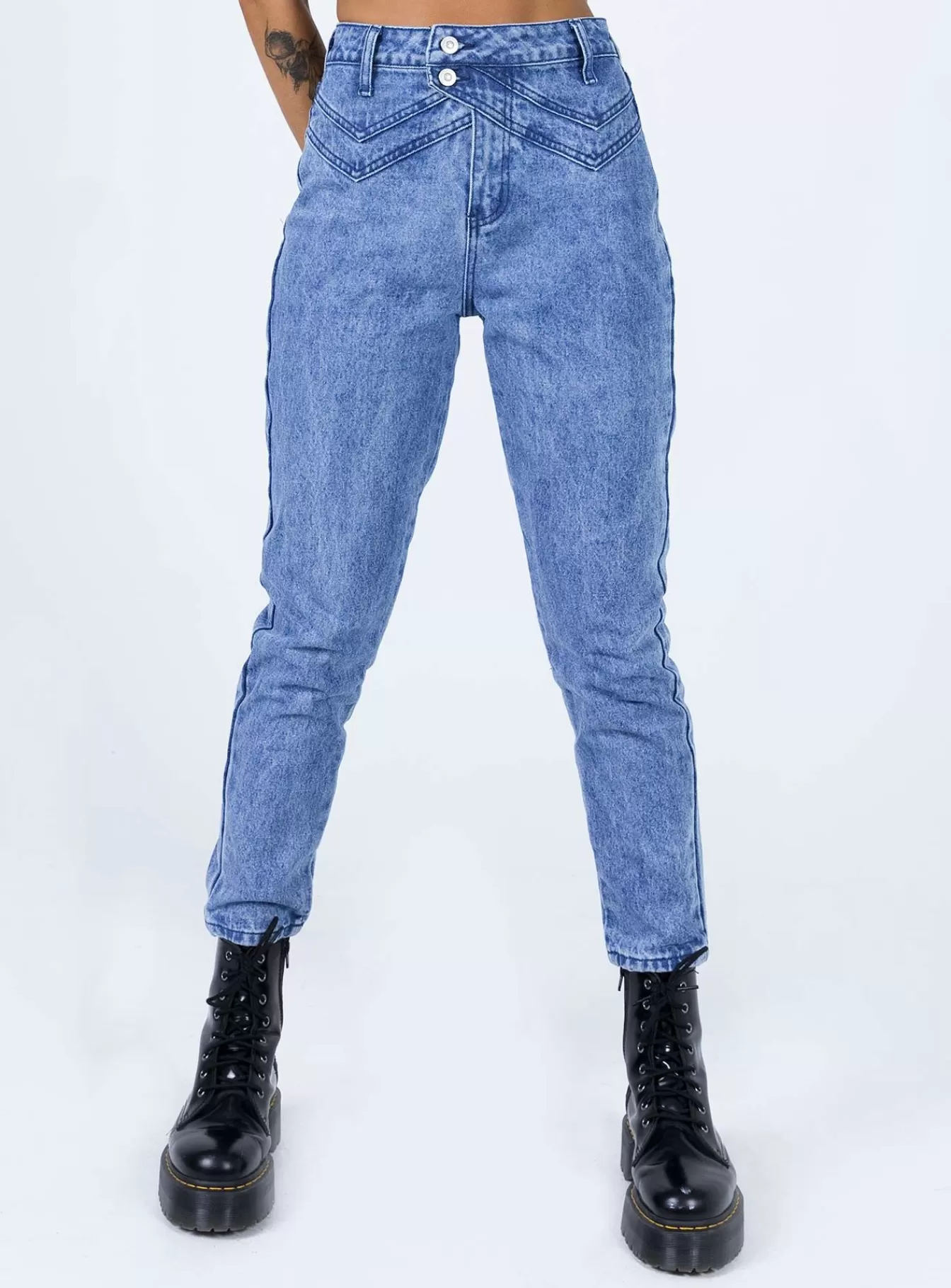 Princess Polly Jeans | Vernazza Yolk Detail Jeans Denim
