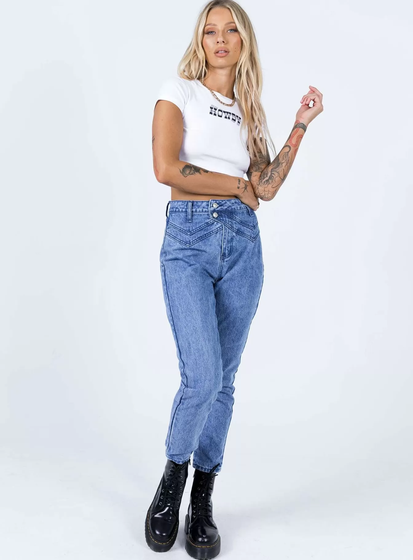 Princess Polly Jeans | Vernazza Yolk Detail Jeans Denim