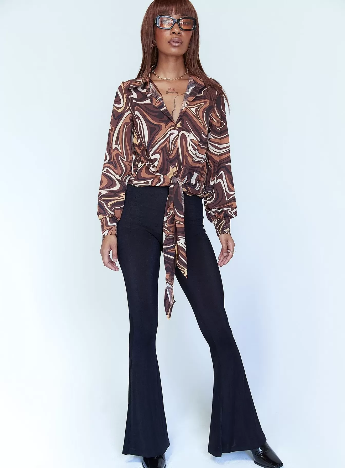 Princess Polly Long Sleeve Tops | Vesna Shirt Brown