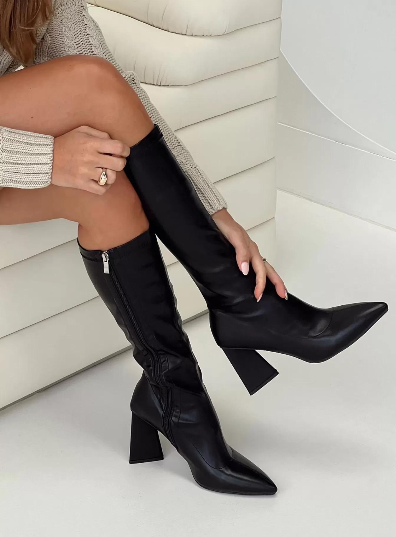 Princess Polly Boots | Vibe Knee High Boots Black