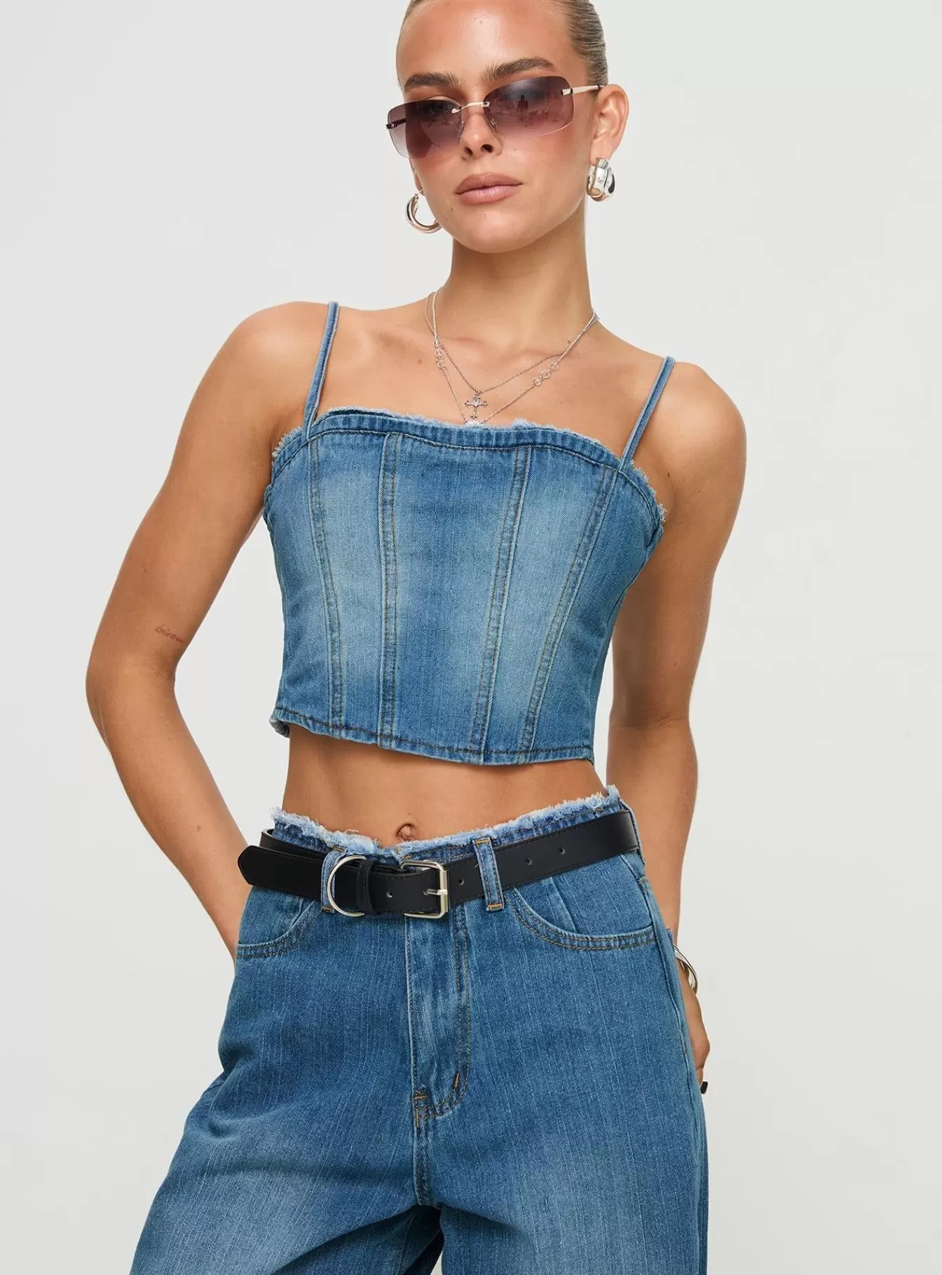 Princess Polly Corsets & Bustiers | Vihaan Top Blue Wash