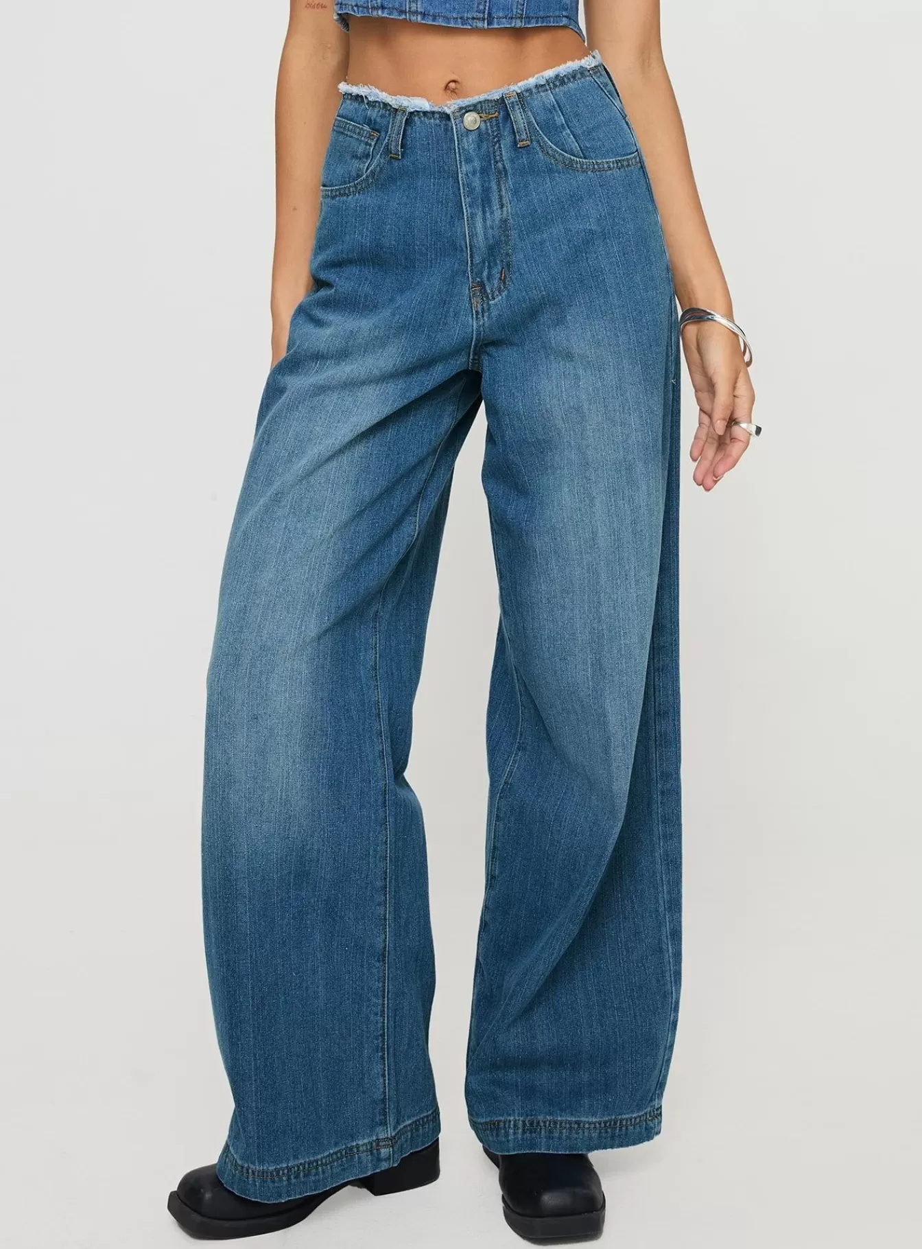 Princess Polly Jeans | Vihaan Wide Leg Pants Blue Wash