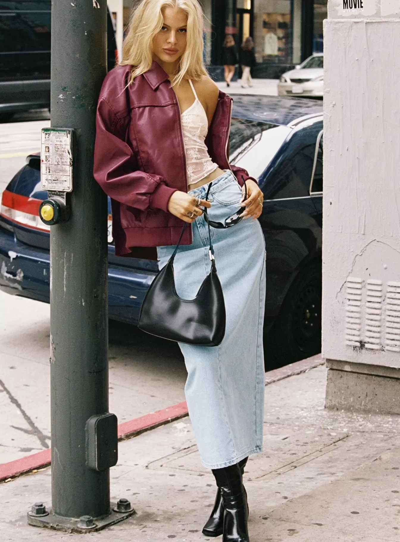 Princess Polly Skirts | Whessler Split Back Denim Midi Skirt Angel Blue