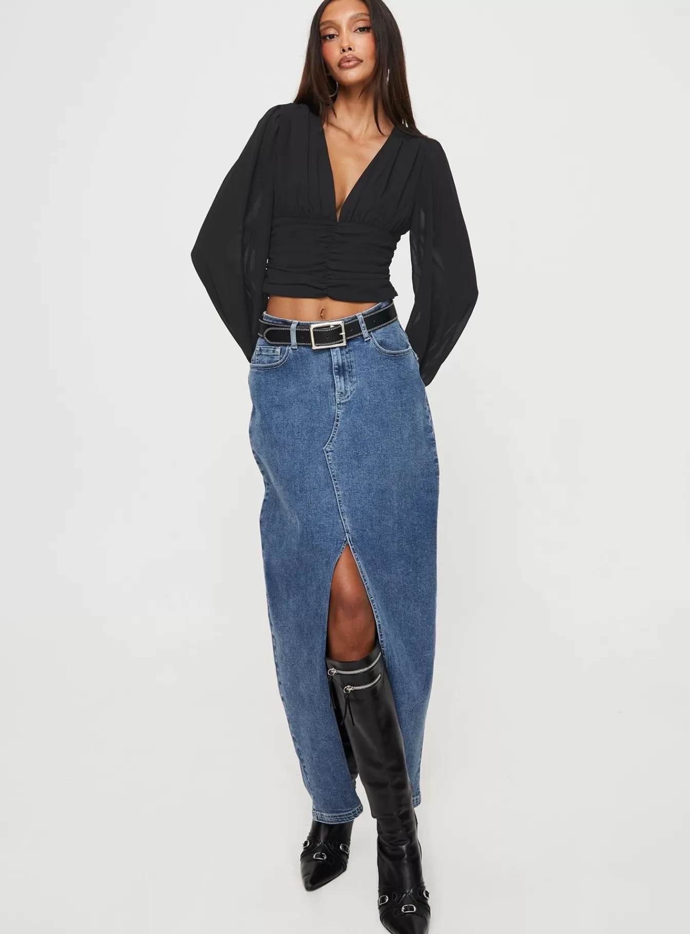 Princess Polly Party Tops | Whitu Long Sleeve Top Black