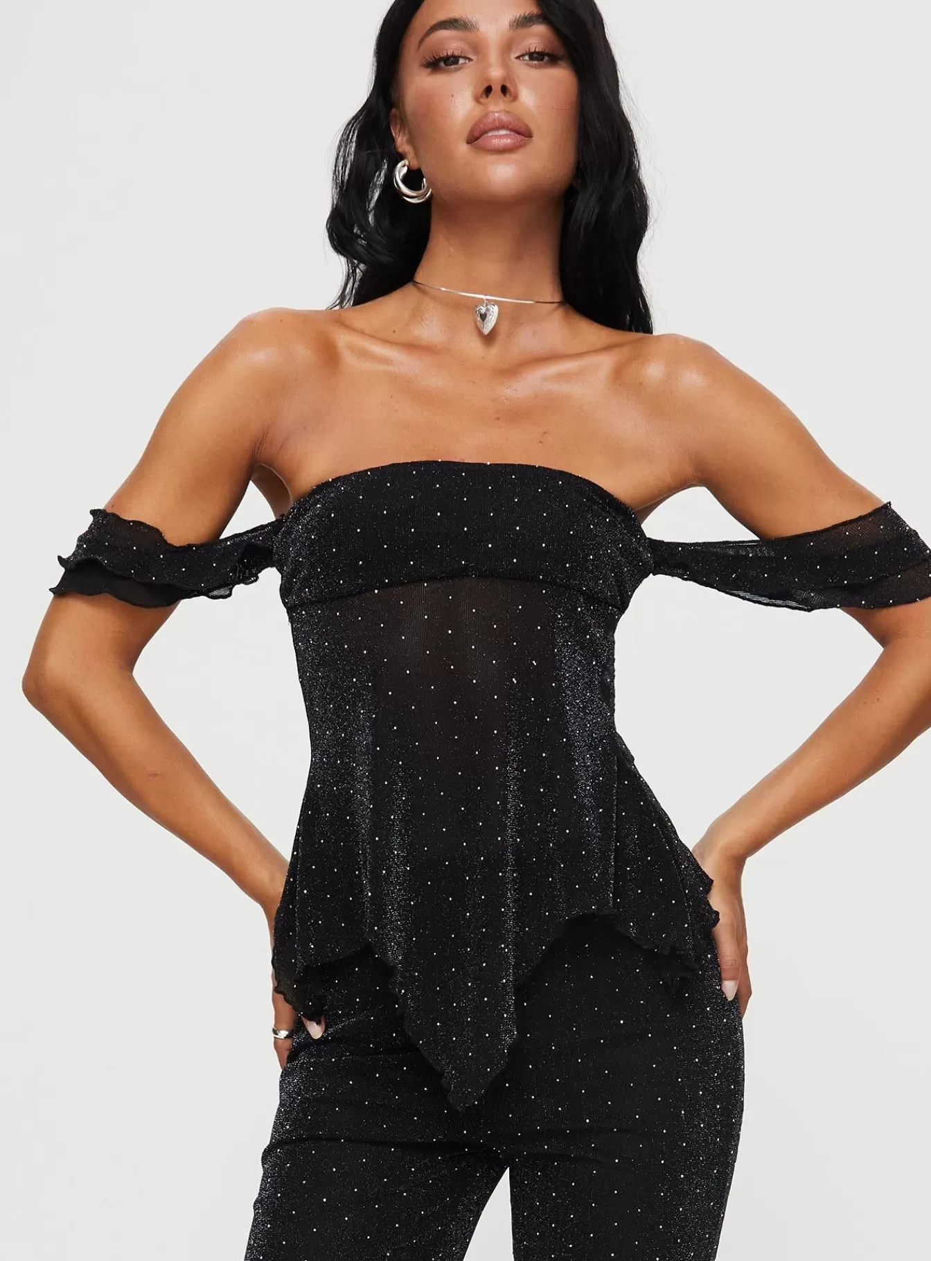 Princess Polly Party Tops | Wilka Off The Shoulder Top Black
