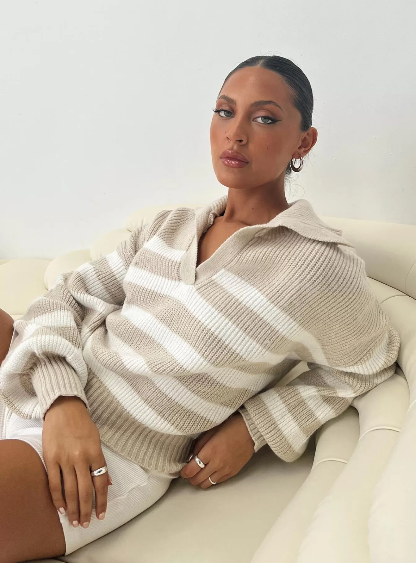 Princess Polly Knitted Sweaters | Williamson Stripe Sweater Beige