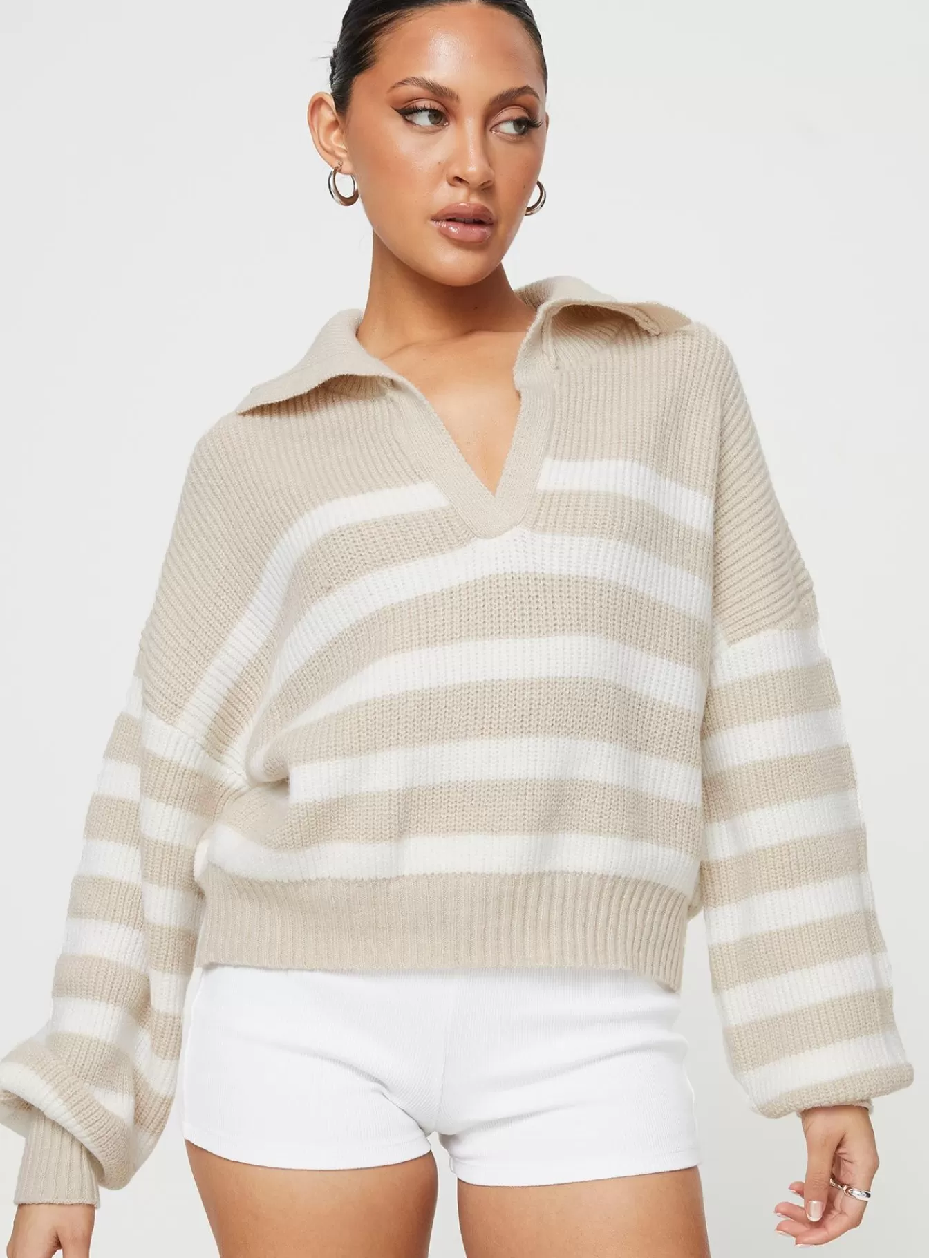 Princess Polly Knitted Sweaters | Williamson Stripe Sweater Beige