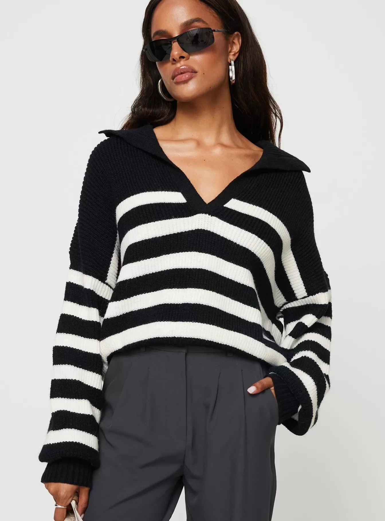 Princess Polly Knitted Sweaters | Williamson Stripe Sweater Black / Cream