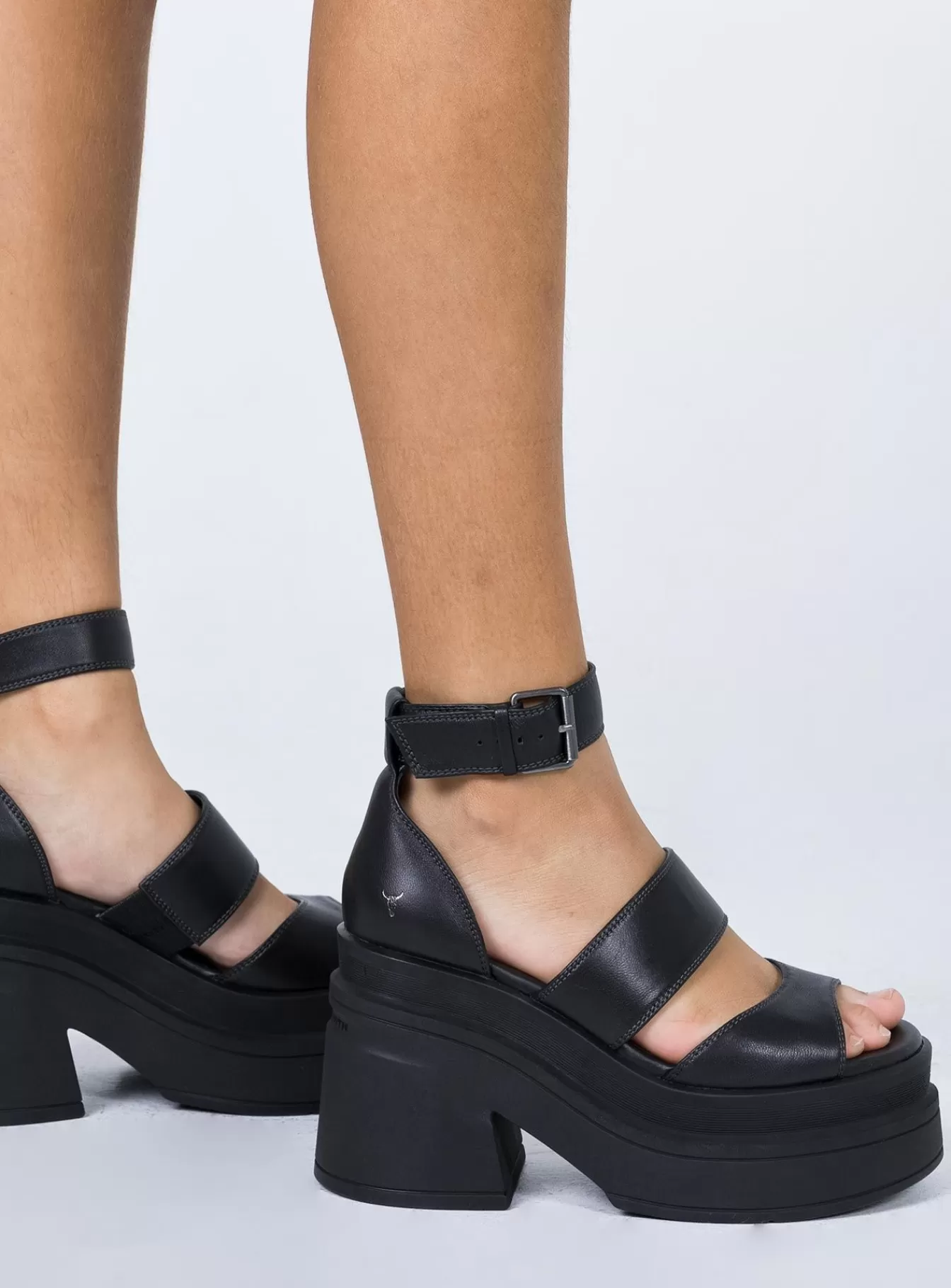 Princess Polly Heels | Windsor Smith Match Leather Sandals Black