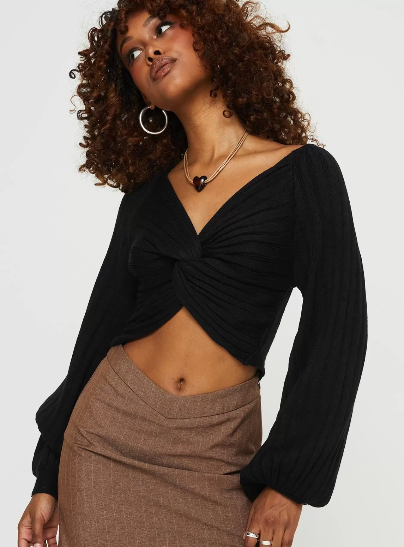 Princess Polly Knitted Sweaters | Winry Cropped Sweater Black