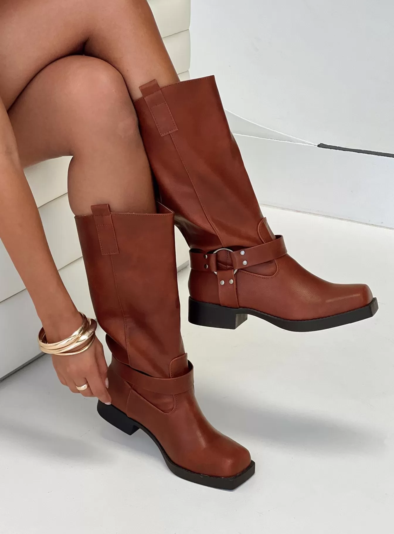 Princess Polly Boots | Wrecked Western Boots Rust Tan