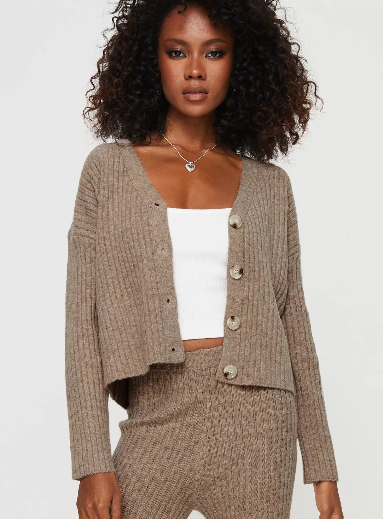 Princess Polly Knitted Sweaters | Yang Knit Cardigan Brown