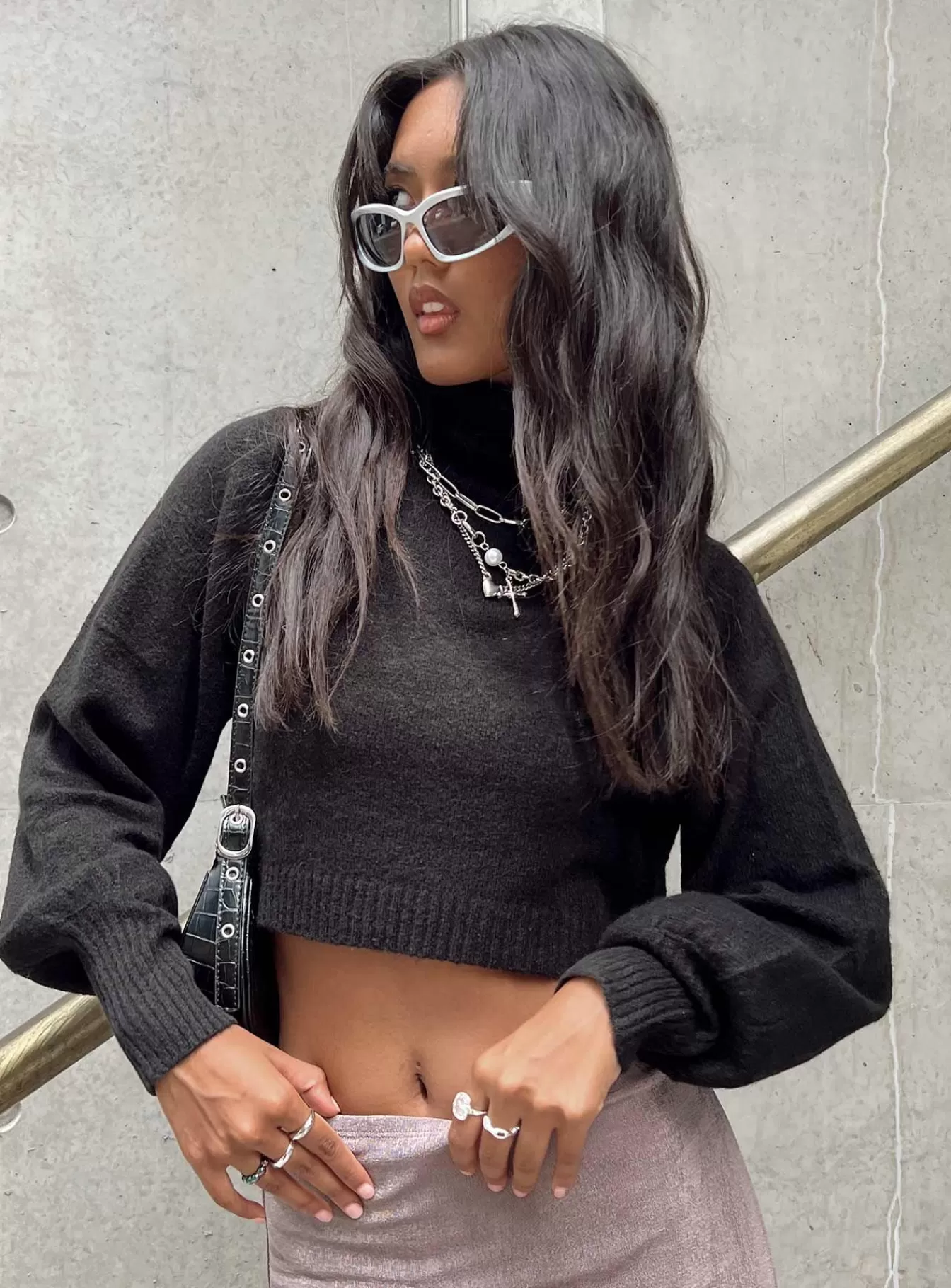 Princess Polly Knitted Sweaters | Zahara Cropped Turtleneck Sweater Black