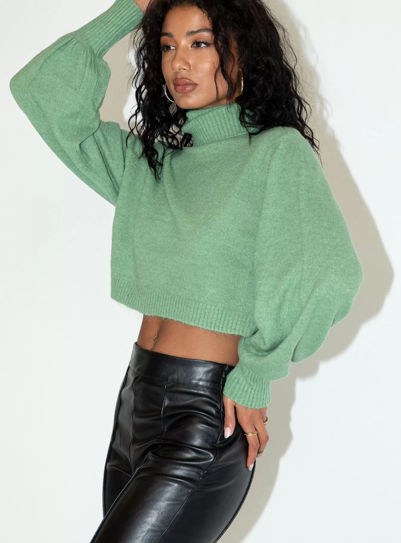 Princess Polly Knitted Sweaters | Zahara Cropped Turtleneck Sweater Green