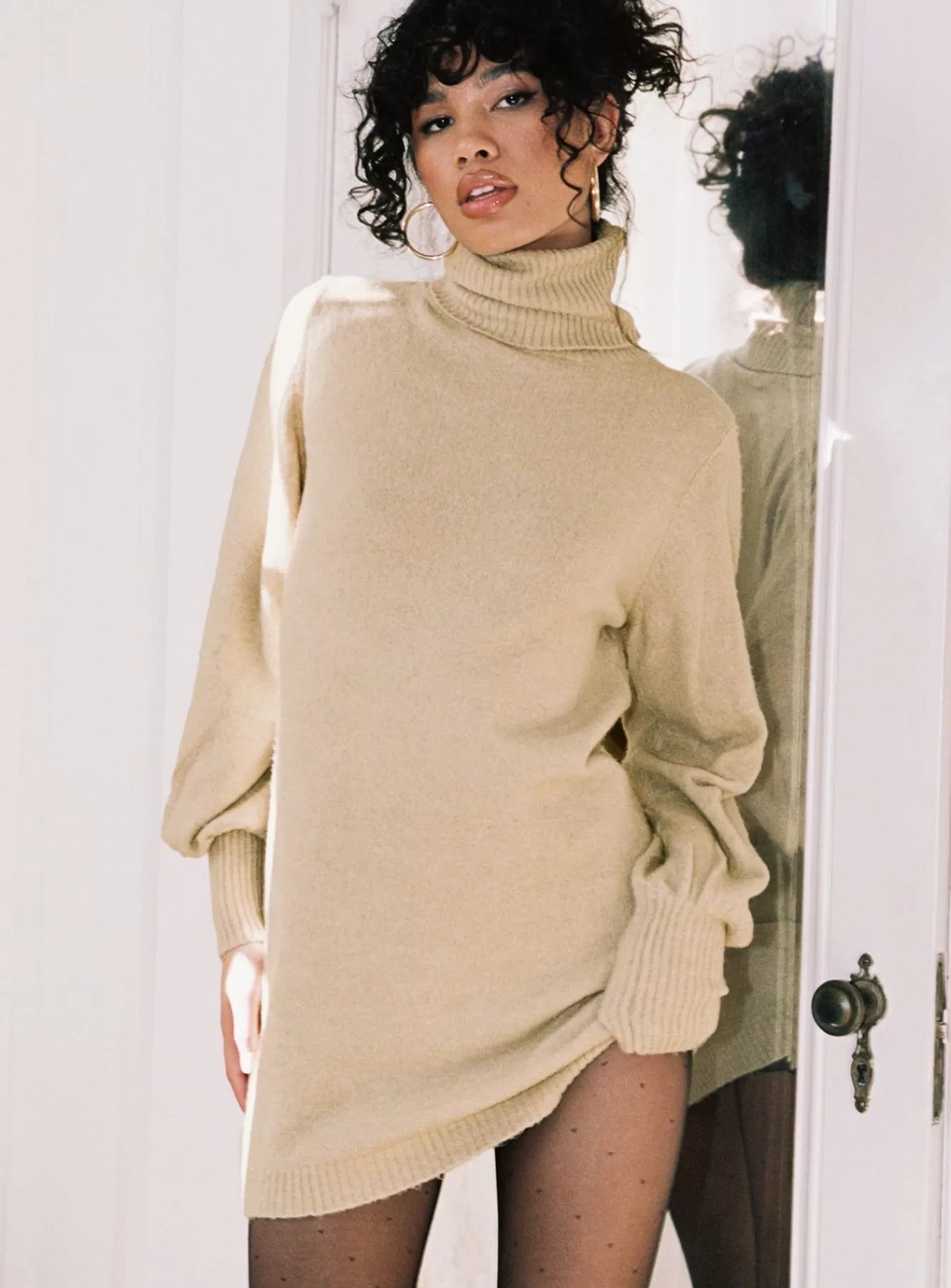 Princess Polly Mini Dresses | Zahara Sweater Mini Dress Beige
