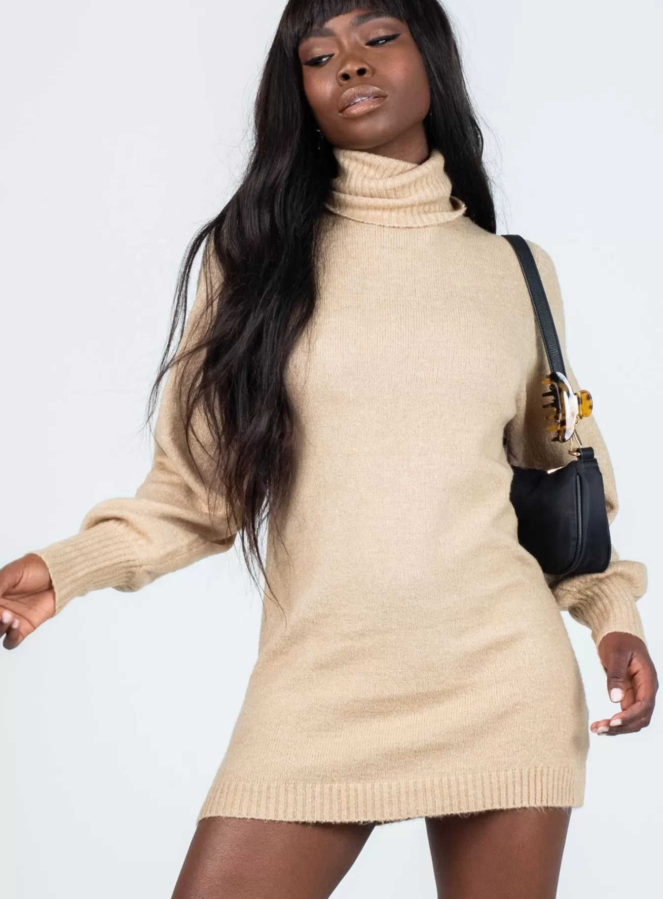 Princess Polly Mini Dresses | Zahara Sweater Mini Dress Beige