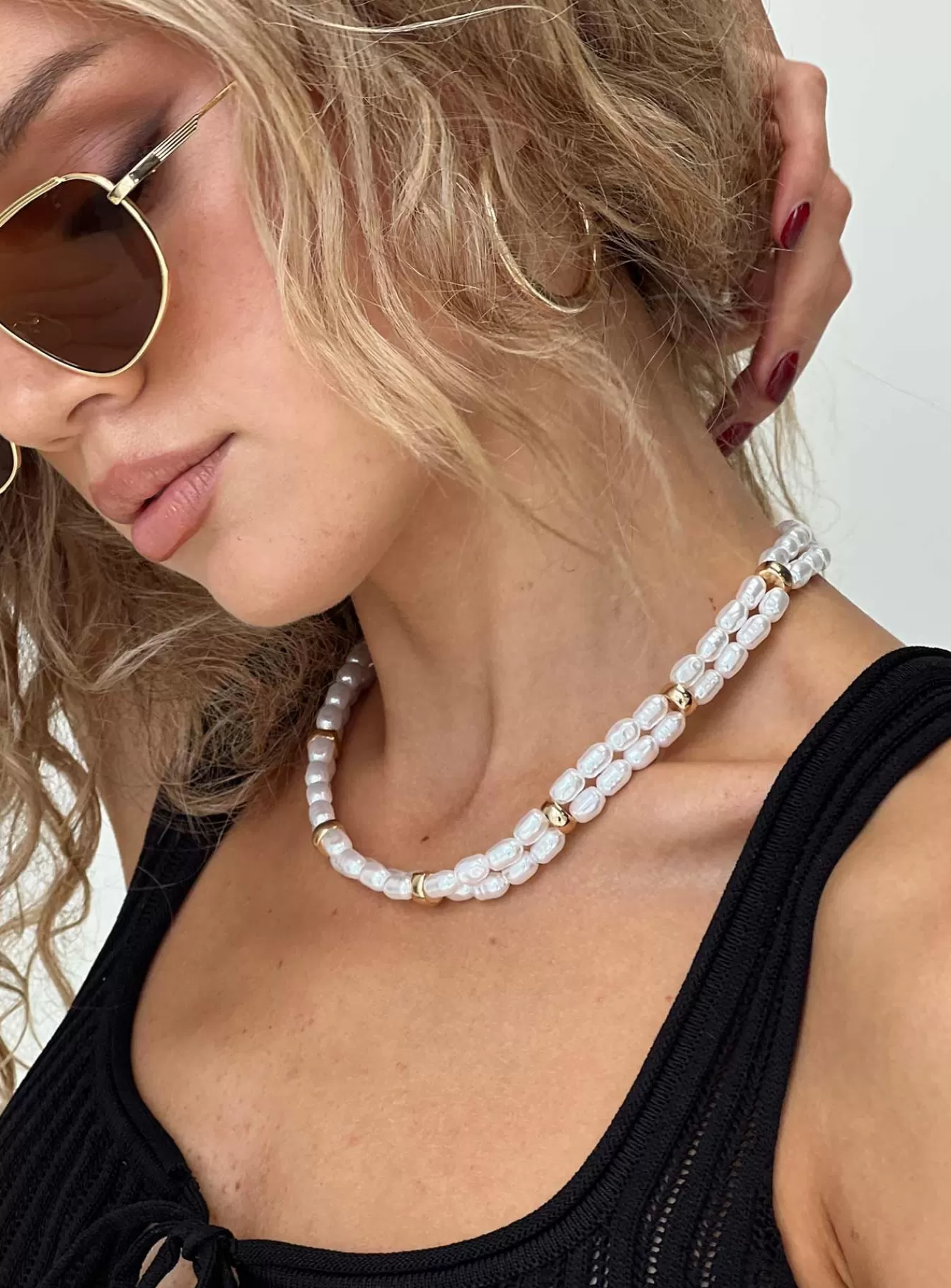 Princess Polly Lower Impact | Zayden Double Layered Pearl Necklace Gold