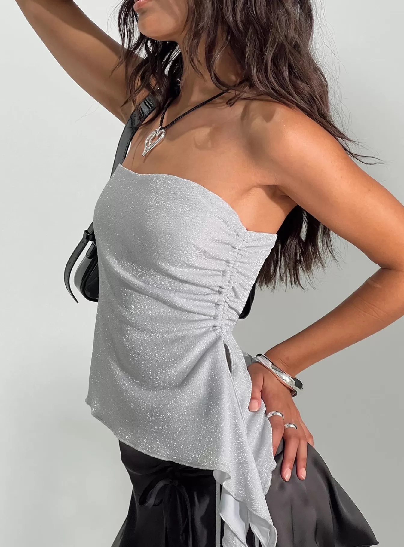 Princess Polly Party Tops | Zechariah Strapless Top Silver