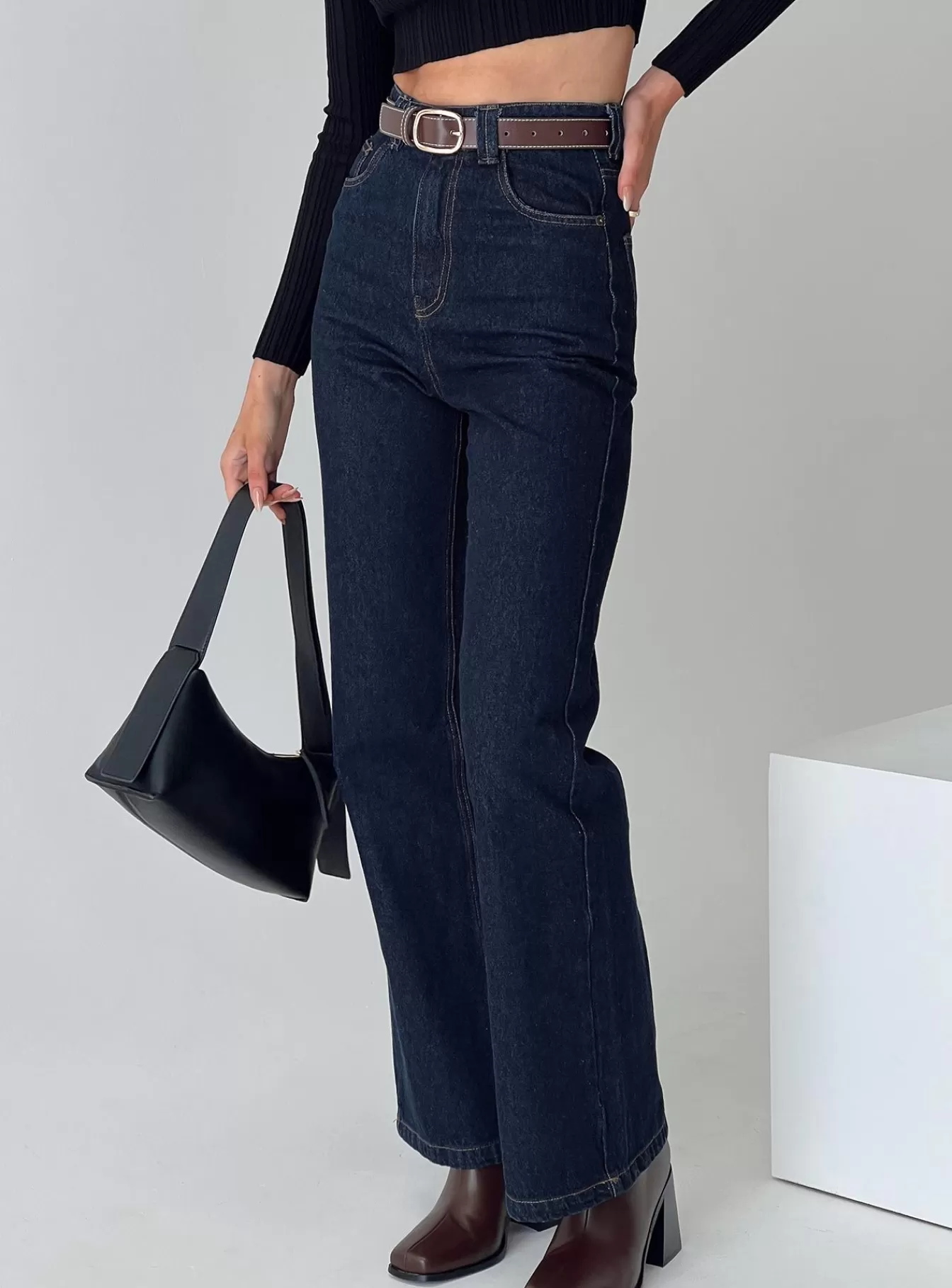 Princess Polly Jeans | Zephee Wide Leg Jeans Dark Wash